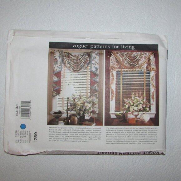 Waverly Designer Collection Window Treatments Sewing Pattern - 1759 - NEW - Picture 2 of 4